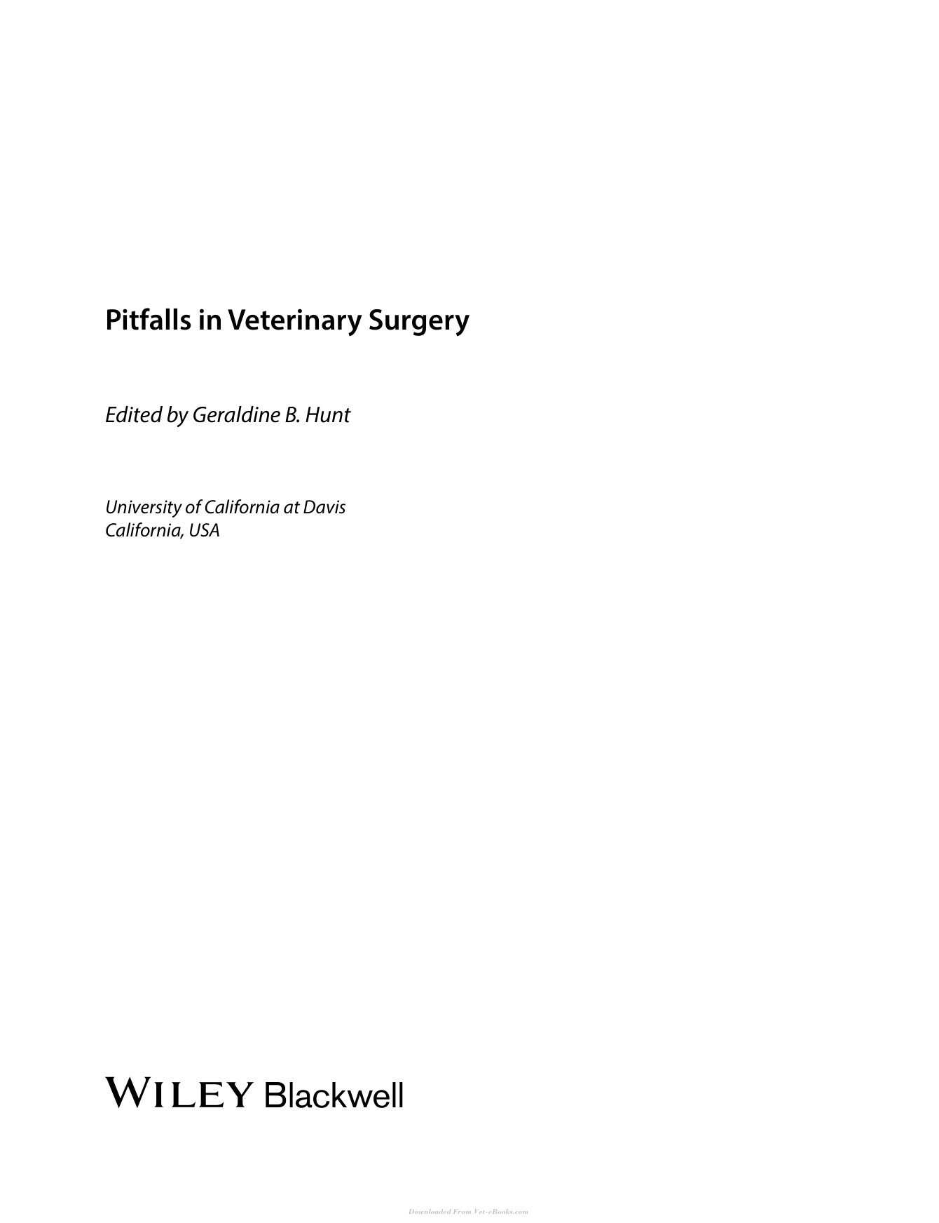Pitfalls in Veterinary Surgery — title page