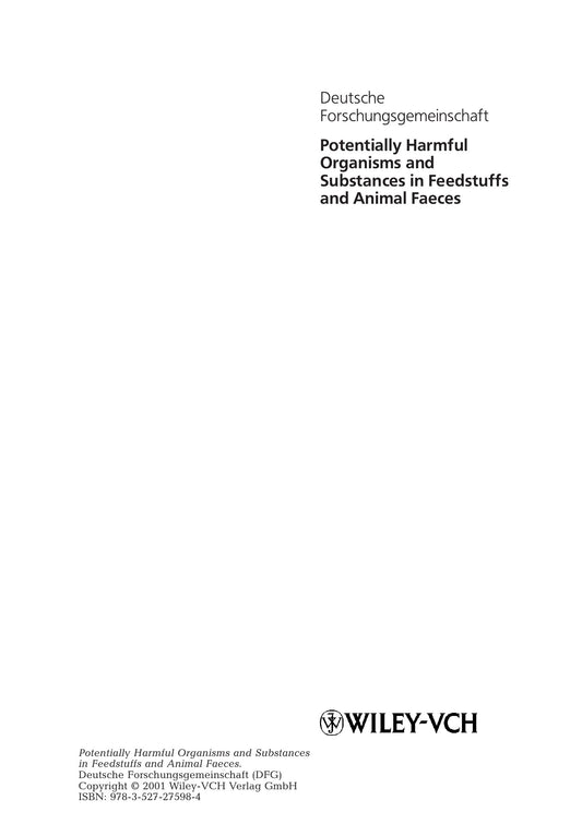 Potentially Harmful Organisms And Substances In Feedstuffs And Animal Faeces