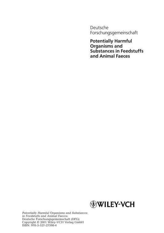 Potentially Harmful Organisms And Substances In Feedstuffs And Animal Faeces