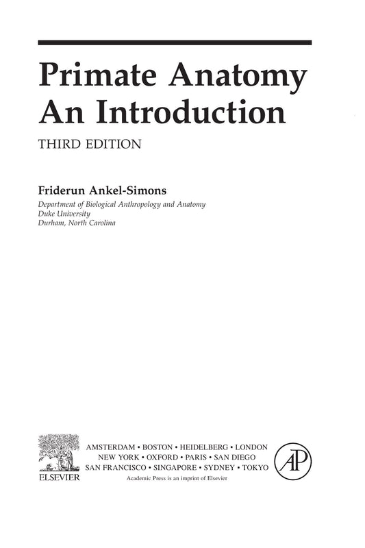 Primate Anatomy An Introduction 3Rd Edition