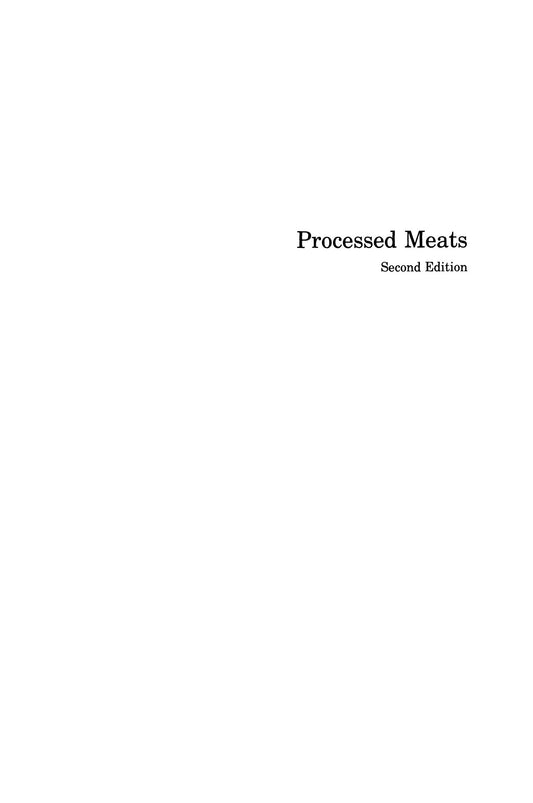 Processed Meats 2nd Edition