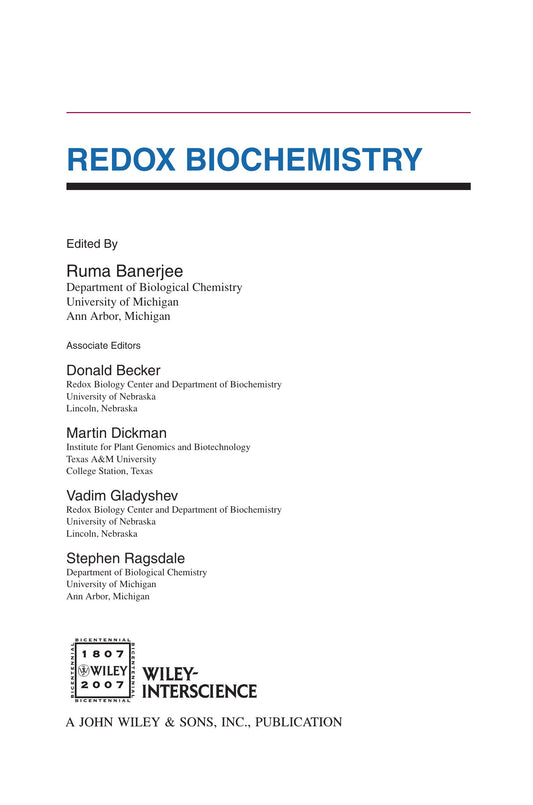 Redox Biochemistry