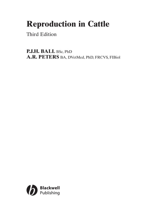 Reproduction In Cattle 3Rd Edition