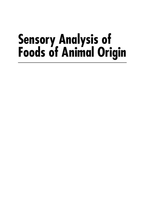 Sensory Analysis Of Foods Of Animal Origin