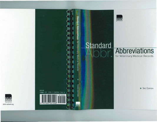 Standard Abbreviations For Veterinary Medical Records 3Rd Edition