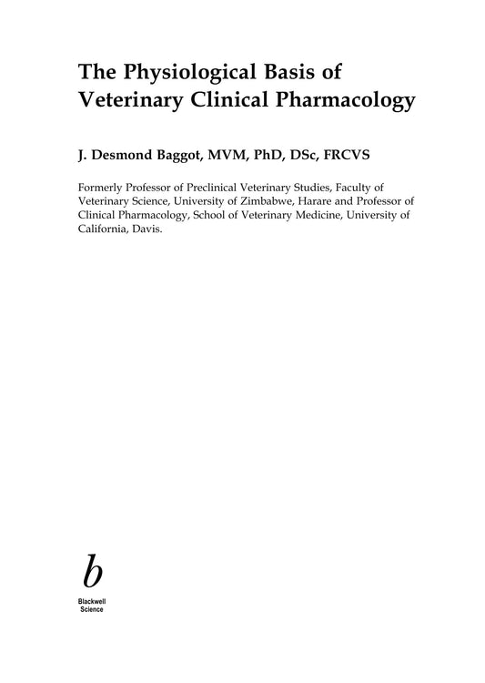 The Physiological Basis Of Veterinary Clinical Pharmacology