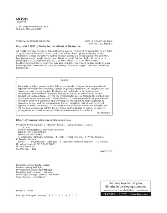 Veterinary Herbal Medicine