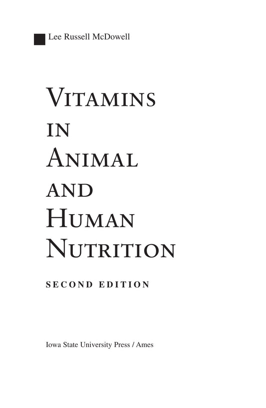 Vitamins In Animal And Human Nutrition 2Nd Edition