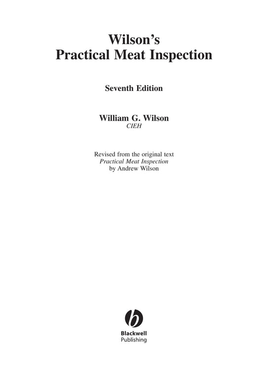 Wilson's Practical Meat Inspection, 7th Edition
